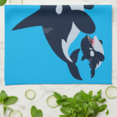 Niedlicher Cartoon Orca Familientuch Geschirrtuch (Gefaltet)