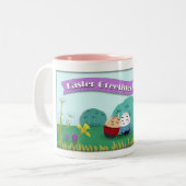 Niedlicher Cartoon Ostergruss Tasse (Vorderseite Links)