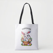 Niedlicher Cartoon Osterhase im Personalisierten K Tasche (Vorderseite)