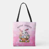 Niedlicher Cartoon Osterhase im Personalisierten K Tasche (Rückseite)