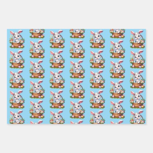 Niedlicher Cartoon Osterhase im wahrsten Sinne des Geschenkpapier Set (Vorderseite 3)