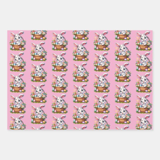 Niedlicher Cartoon Osterhase im wahrsten Sinne des Geschenkpapier Set (Vorderseite 2)