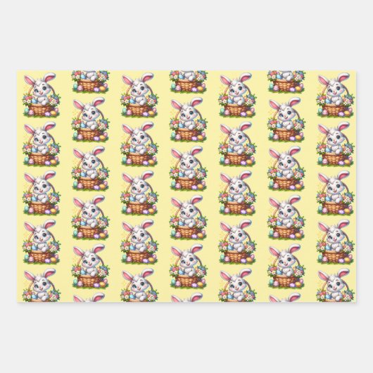 Niedlicher Cartoon Osterhase im wahrsten Sinne des Geschenkpapier Set (Vorderseite)