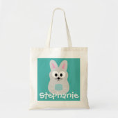 Niedlicher Cartoon Osterhase mit Individuelle Name Tragetasche (Vorne)