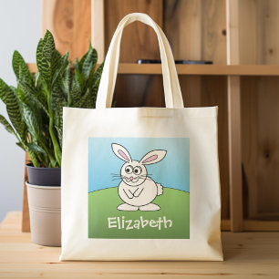 Niedlicher Cartoon Osterhase mit Individuelle Name Tragetasche