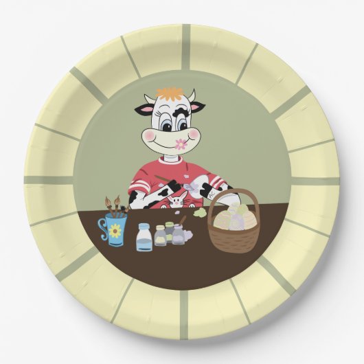 Niedlicher Cartoon Osterpapiere Teller (Vorderseite)