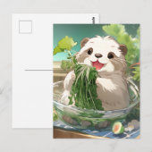 Niedlicher Cartoon Otter isst Salat Postkarte (Vorne/Hinten)