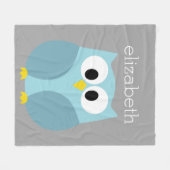 Niedlicher Cartoon Owl - Blauer und Grauer Individ Fleecedecke (Vorderseite (Horizontal))