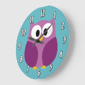 Niedlicher Cartoon Owl in hellen Farben Große Wanduhr (Winkel)