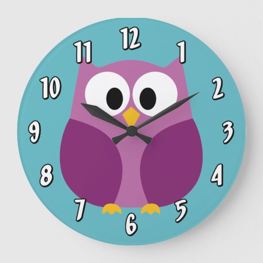 Niedlicher Cartoon Owl in hellen Farben Große Wanduhr (Vorderseite)