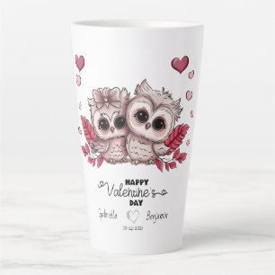 Niedlicher Cartoon Owl Liebhaber Herzenslust Valen Milchtasse