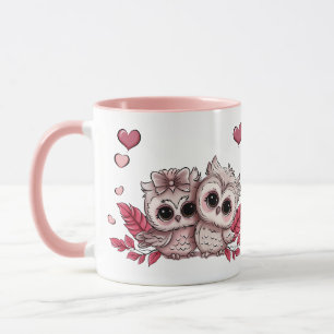 Niedlicher Cartoon Owl Liebhaber Herzenslust Valen Tasse