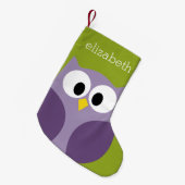 Niedlicher Cartoon Owl Lila und Pistachio Individu Kleiner Weihnachtsstrumpf (Vorderansicht (hängend))