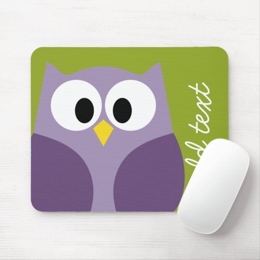 Niedlicher Cartoon Owl Lila und Pistachio Individu Mousepad (Mit Mouse)