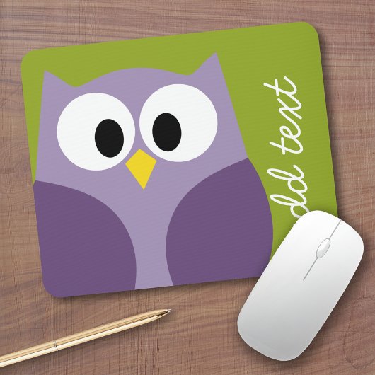 Niedlicher Cartoon Owl Lila und Pistachio Individu Mousepad