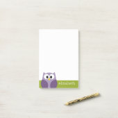 Niedlicher Cartoon Owl Lila und Pistachio Individu Post-it Klebezettel (Auf Schreibtisch)