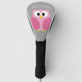 Niedlicher Cartoon Owl - Rosa und grauer Individue Golf Headcover (Vorderseite)