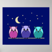 Niedlicher Cartoon Owles Night Sky Print Poster (Vorne)