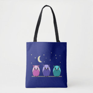 Niedlicher Cartoon Owles Night Sky Tasche