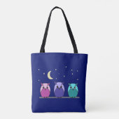 Niedlicher Cartoon Owles Night Sky Tasche (Rückseite)