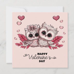 Niedlicher Cartoon Owls Lovers Herzlich Willkommen Feiertagskarte