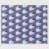 Niedlicher Cartoon Pals - Happy Unicorn & Bird Geschenkpapier (Flach)