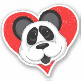 Niedlicher Cartoon Panda Bear mit Liebe Herz Aufkleber