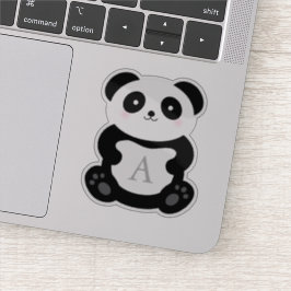 Niedlicher Cartoon Panda Bear Monogram Aufkleber