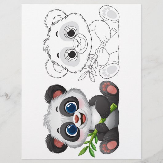 Niedlicher Cartoon Panda Farbseite Flyer (Vorne)