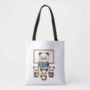 Niedlicher Cartoon Panda Lehrer und Schüler der Sc Tasche