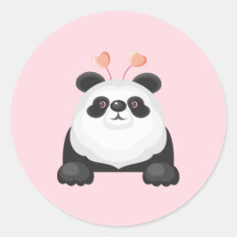 Niedlicher Cartoon Panda mit Herz Runder Aufkleber