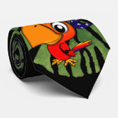 Niedlicher Cartoon Papagei, Palmblättrig, schwarz Krawatte (Gerollt)