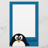 niedlicher Cartoon Penguin-Blauhintergrund Briefpapier (Vorderseite)