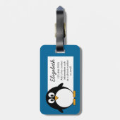 niedlicher Cartoon Penguin-Blauhintergrund Gepäckanhänger (Rückseite vertikal)