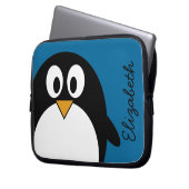niedlicher Cartoon Penguin-Blauhintergrund Laptopschutzhülle (Vorderseite Links)