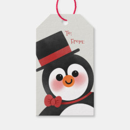 Niedlicher Cartoon Penguin Frohe Weihnachtsfeierta Geschenkanhänger