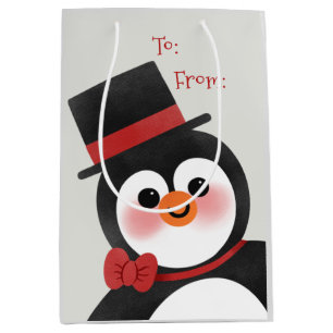 Niedlicher Cartoon Penguin Frohe Weihnachtsfeierta Mittlere Geschenktüte