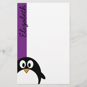 niedlicher Cartoon Penguin lila Briefpapier