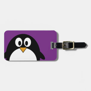 niedlicher Cartoon Penguin lila Gepäckanhänger