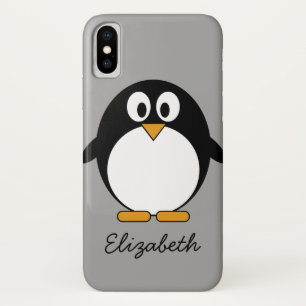 Niedlicher Cartoon Penguin mit grauem Hintergrund Case-Mate iPhone Hülle