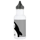 Niedlicher Cartoon Penguin mit grauem Hintergrund Edelstahlflasche (Rechts)