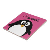 niedlicher Cartoon Penguin mit rosa Hintergrund Fliese (Seite)