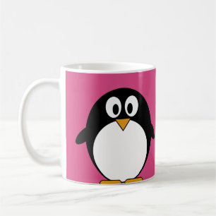 niedlicher Cartoon Penguin mit rosa Hintergrund Kaffeetasse
