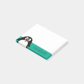 niedlicher Cartoon Penguinsmaragd und -SCHWARZES Post-it Klebezettel (angewinkelt)