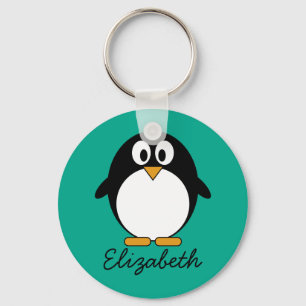 niedlicher Cartoon Penguinsmaragd und -SCHWARZES Schlüsselanhänger