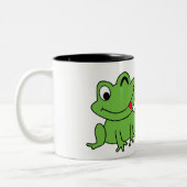 Niedlicher Cartoon Personalisierter Grüner Frosch Zweifarbige Tasse (Links)