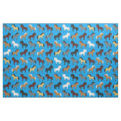 Niedlicher Cartoon Pferde Kinder blau Stoff (Fat Quarter (45,7 x 55,9 cm))