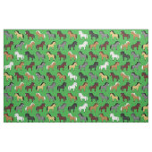 Niedlicher Cartoon Pferde Kinder grün Stoff (Fat Quarter (45,7 x 55,9 cm))