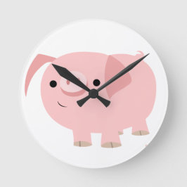 Niedlicher Cartoon Pig Clock Runde Wanduhr