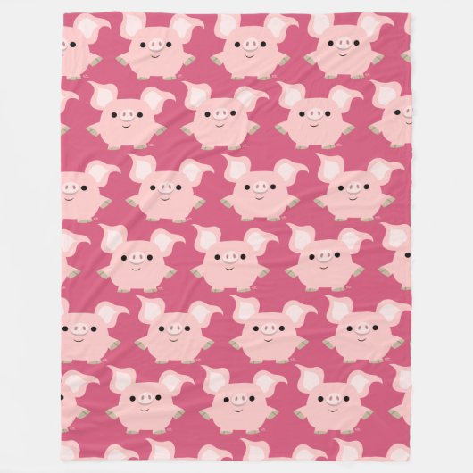 Niedlicher Cartoon Pig Fleece Blanket (Vorderseite)